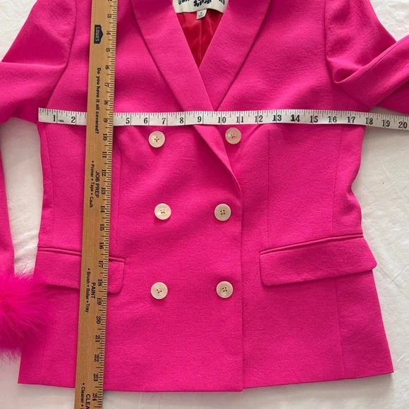 J. Crew Fuchsia Pink Parke Blazer with Custom Feather Trim Size 6 - Picture 11 of 14